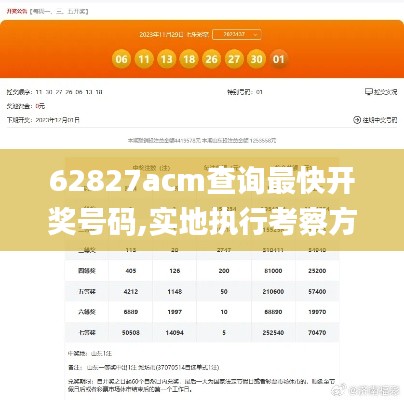 62827acm查询最快开奖号码,实地执行考察方案_尊享版5.903
