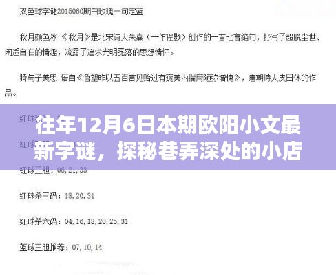 欧阳小文最新字谜探秘,巷弄深处的小店之字谜乐园揭秘