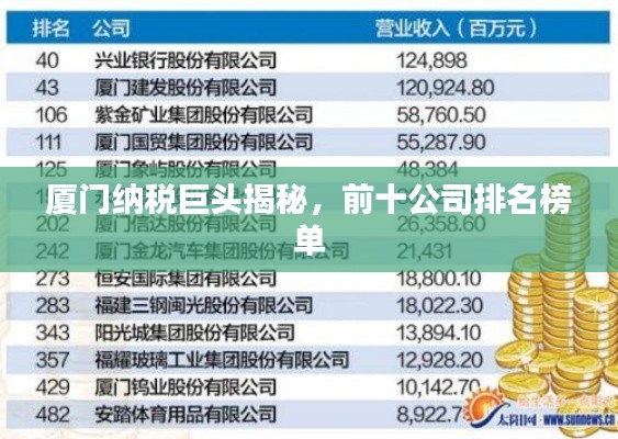 厦门纳税巨头揭秘，前十公司排名榜单