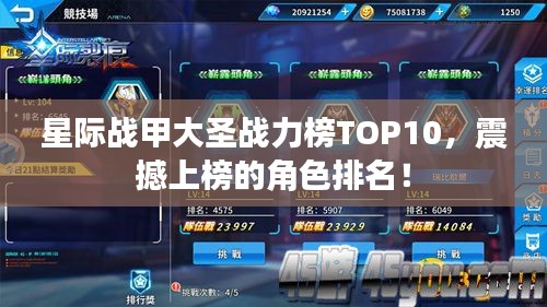 星际战甲大圣战力榜TOP10，震撼上榜的角色排名！