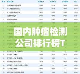 国内肿瘤检测公司排行榜TOP榜及影响力解析