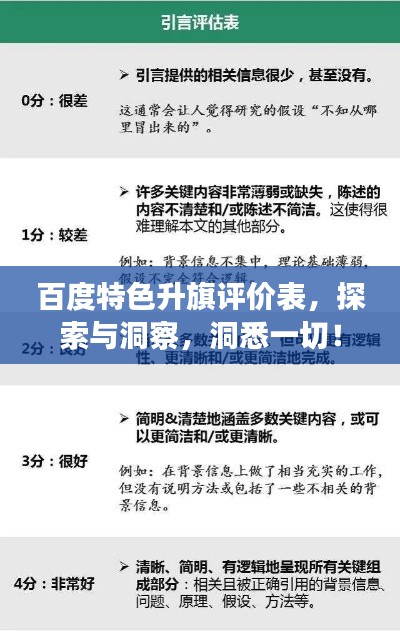百度特色升旗评价表，探索与洞察，洞悉一切！