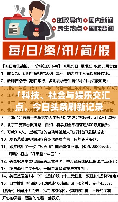 「科技、社会与娱乐交汇点，今日头条刷新记录，一网打尽最新资讯」