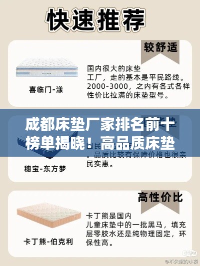 成都床垫厂家排名前十榜单揭晓！高品质床垫选购指南