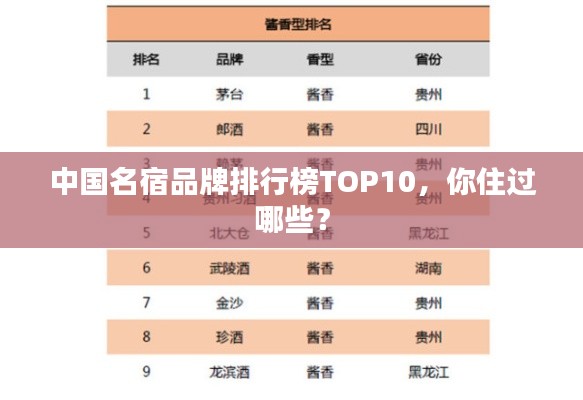 中国名宿品牌排行榜TOP10，你住过哪些？