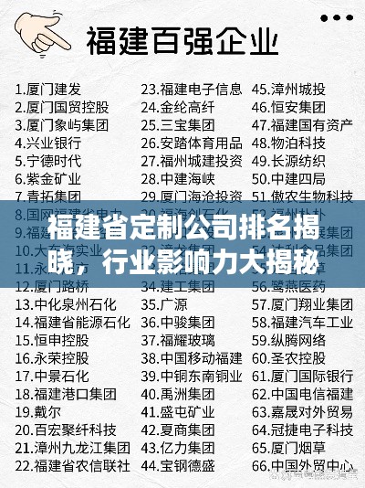 福建省定制公司排名揭晓，行业影响力大揭秘